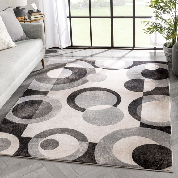 Well Woven Caila Grey & Blue Brush Stroke Abstract Geometric Area Rug 8x10 (7'10" x 9'10")