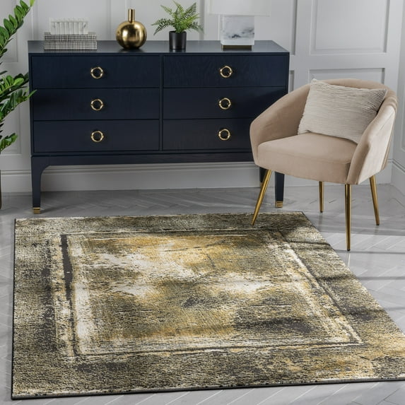 Well Woven Cairo Abstract Area Rug, 5.25' x 7.25', Glam, Soft Rug, Globally Inspired Patterns, Serged Edges For Longer Lasting Rug