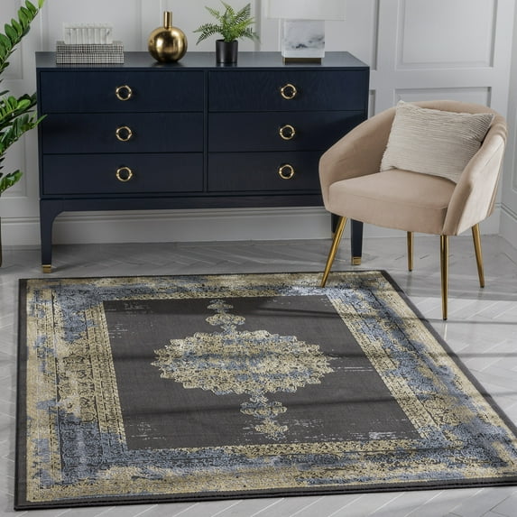 Well Woven Cairo Oriental Area Rug, 5.25' x 7.25', Glam, Soft Rug, Globally Inspired Patterns, Serged Edges For Longer Lasting Rug