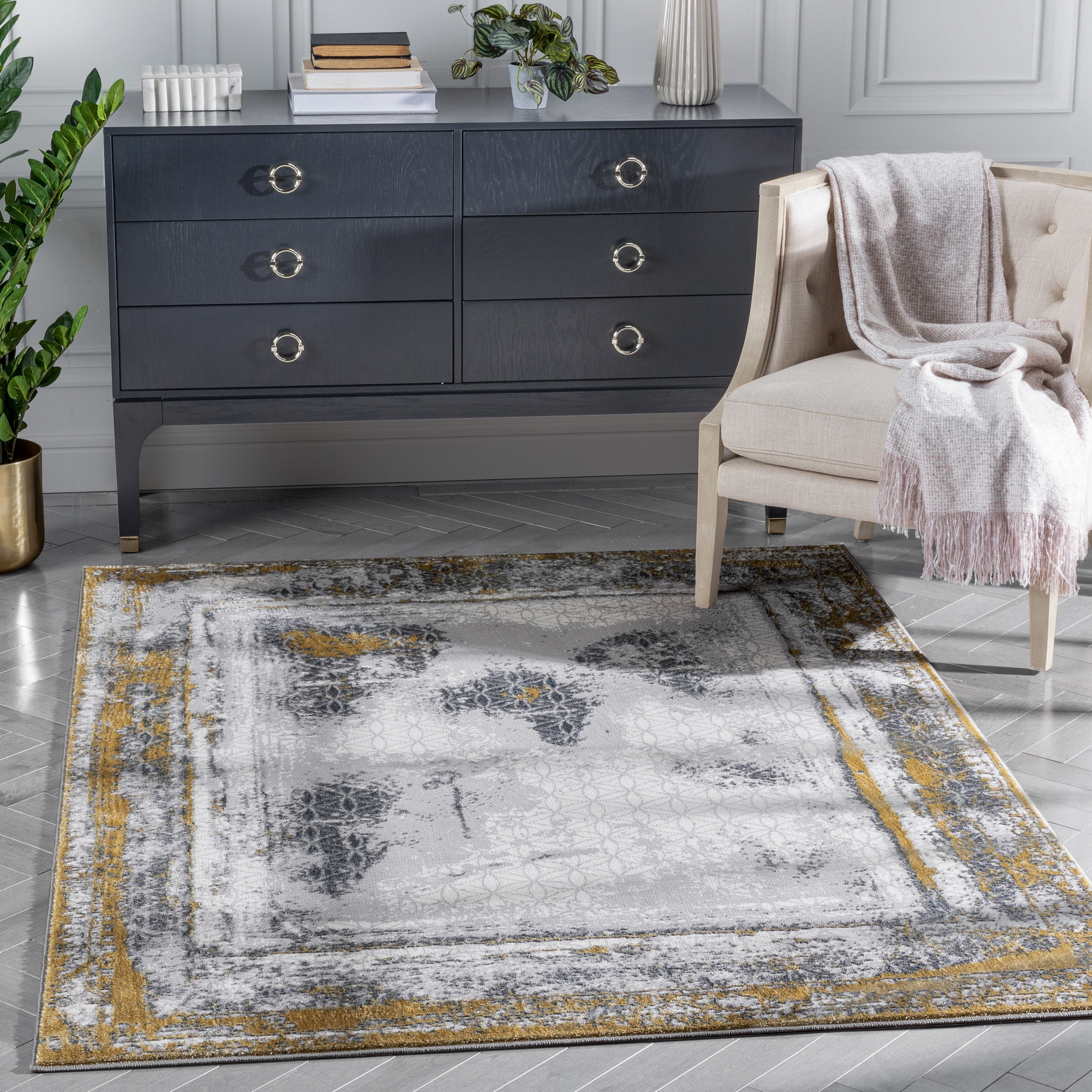 Well Woven Cairo Oriental Area Rug, 7.83' x 9.83', Glam, Soft Rug, Globally Inspired Patterns, Serged Edges For Longer Lasting Rug