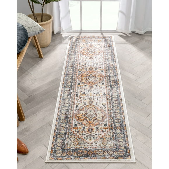 Well Woven Cameo Bohemian Vintage Ivory Multicolor Oriental Medallion Pattern Runner Rug 3x10 (2'7" x 9'10")
