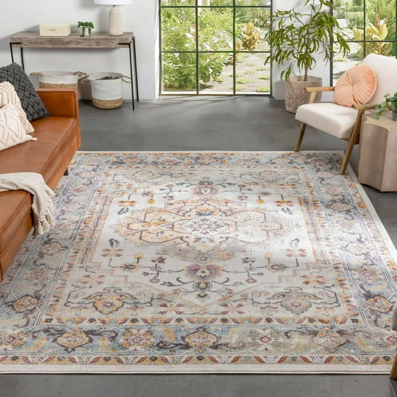 Well Woven Cameo Bohemian Vintage Ivory Oriental Medallion Runner Rug 2'7" x 9'10"
