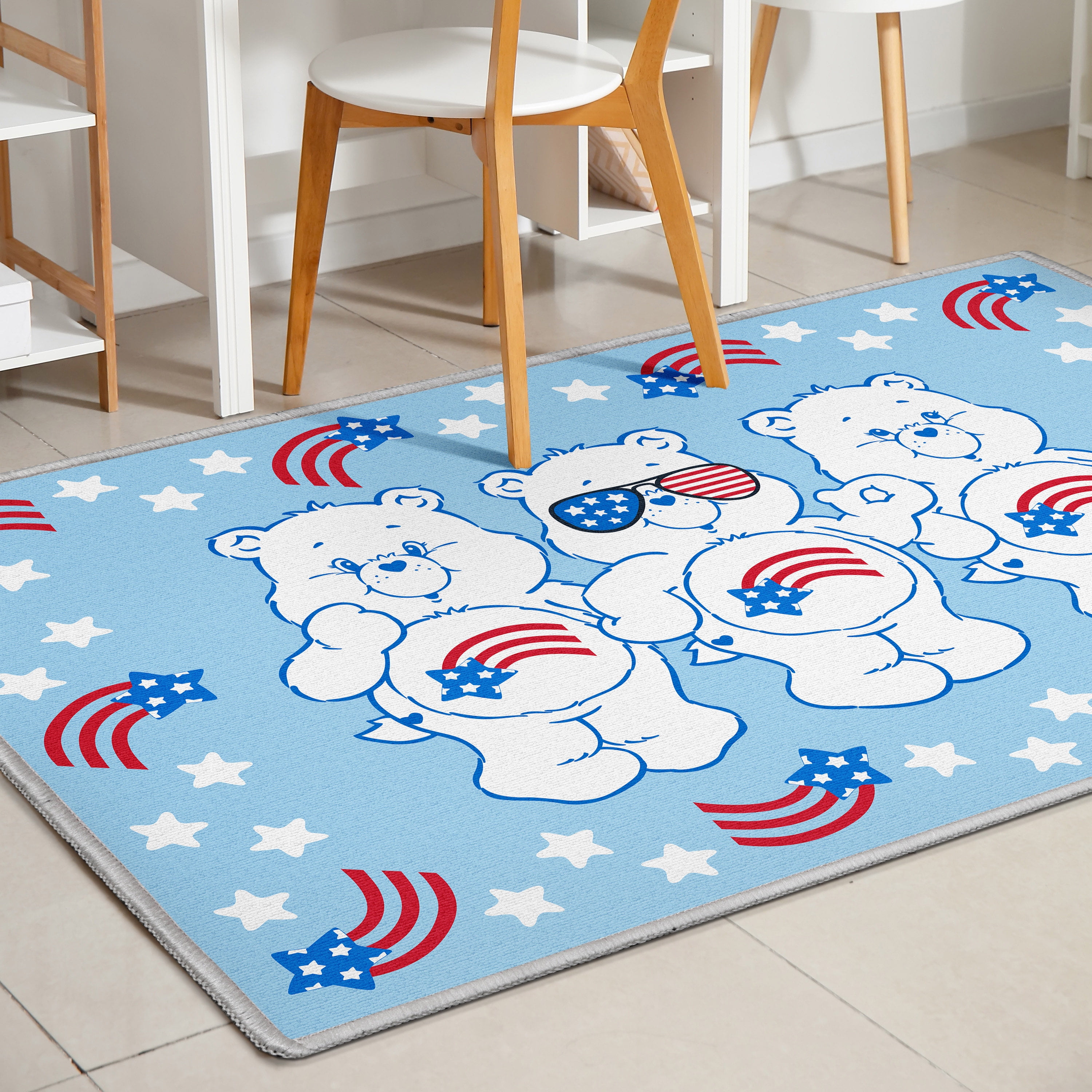 Three Bears Rug Well Woven Care Bears 3 Patriotic Bears Blue 5' x 7' Area Rug Easy to ...