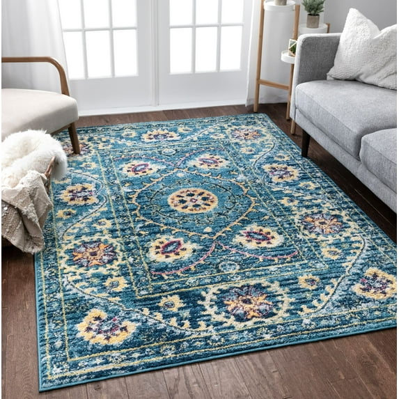 Well Woven Carson Agra Medallion Persian Vintage Bohemian Blue Area Rug 5x7 (5'3" x 7'3")