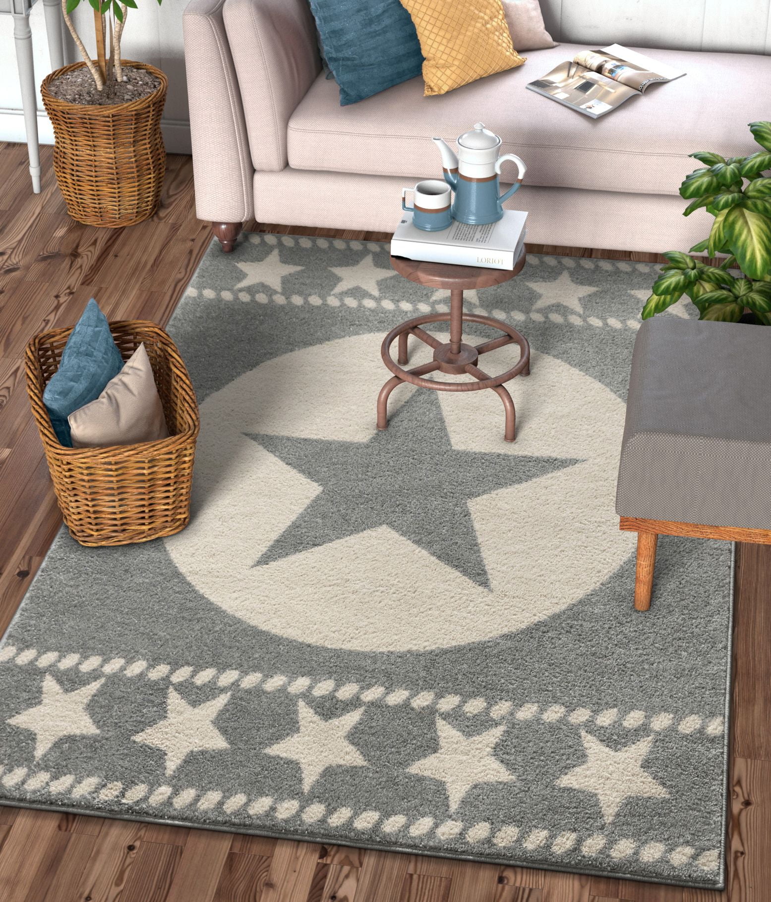 Modern Geometric Gray Synthetic Area Rug - 7'10" x 9'10"