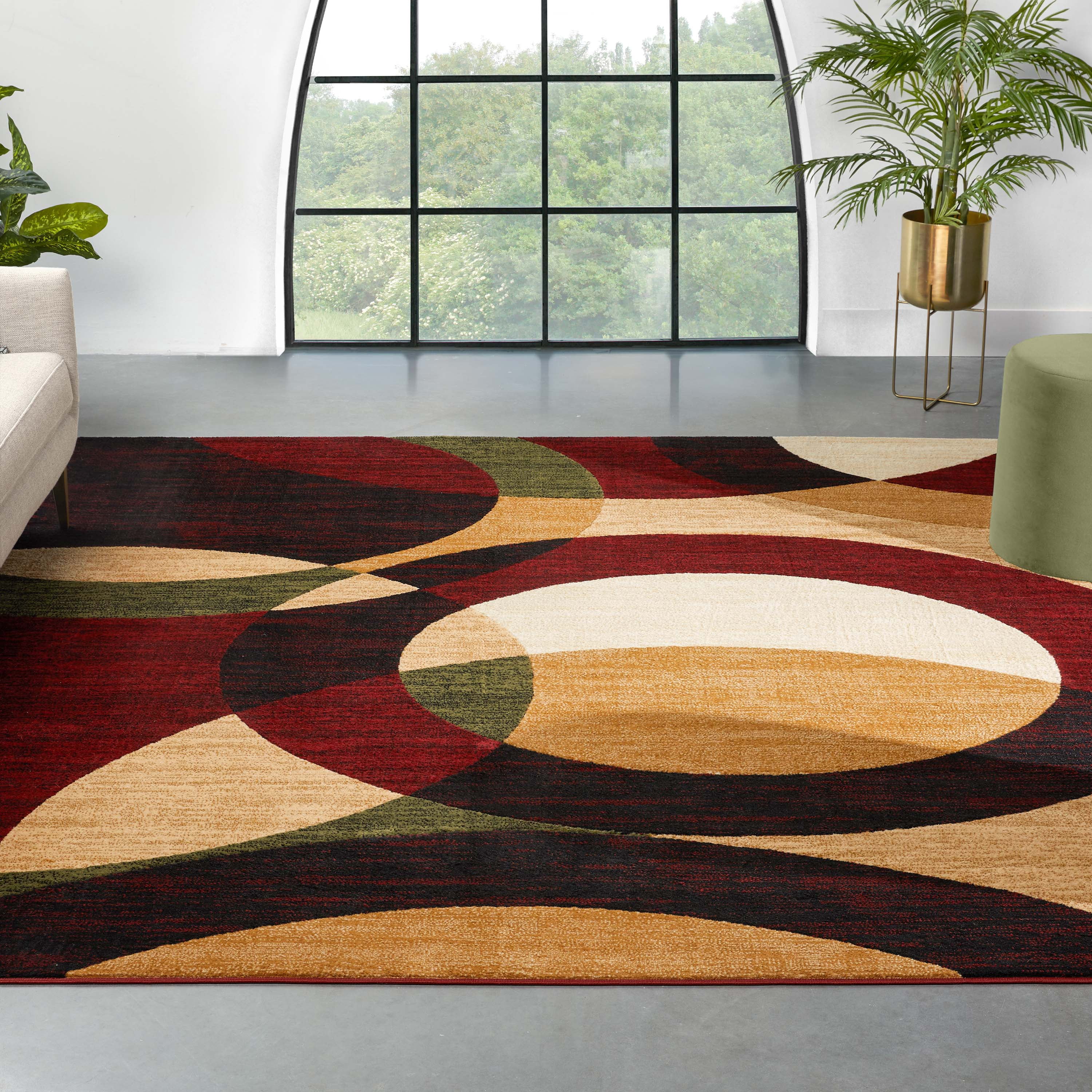 Well Woven Casual Modern Styling Shapes and Circles Rug Multi Color ...