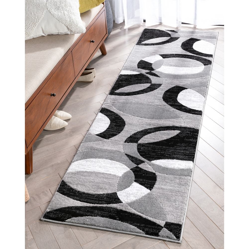 C Shape Rug Well Woven Casual Modern Styling Shapes and Circles Rug Multi Color ...