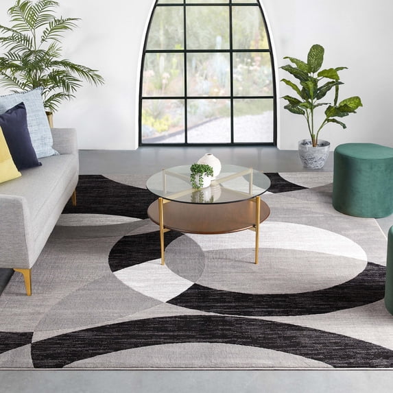 Well Woven Casual Modern Styling Shapes and Circles Rug Multi Color