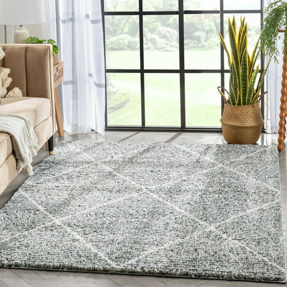 Well Woven Celeste Aviero Modern Shag Moroccan Grey Thick 5'3" x 7'3" Area Rug