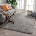 thumbnail image 1 of Well Woven Celeste Olympic Modern Solid Shag Silver 3'11" x 5'3" Shag Pile Soft Area Rug, 1 of 7