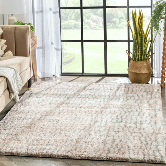 Well Woven Sentara Blush Super Thick & Soft Tribal Geometric Area Rug 3x5 (3'11" x 5'3")