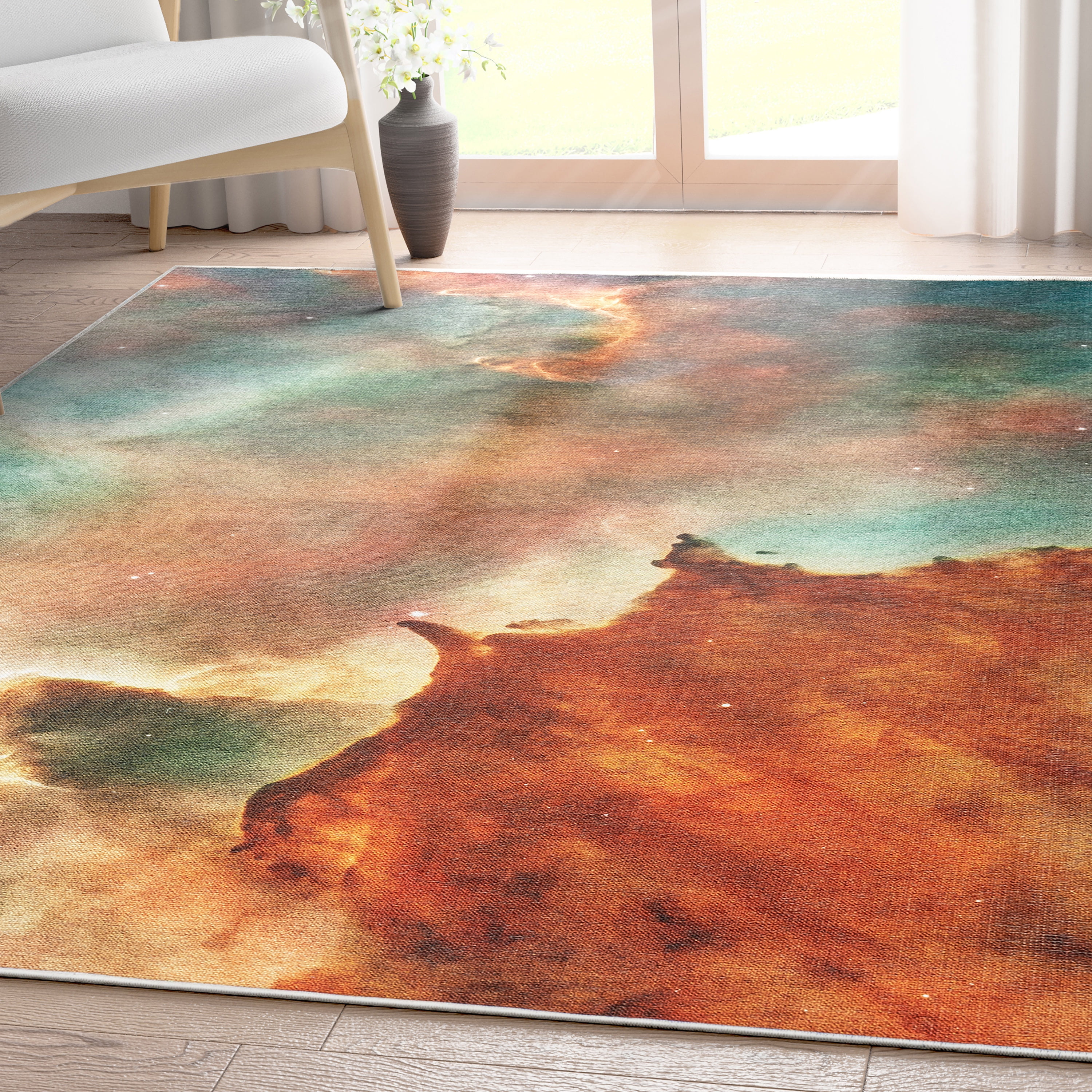 Carina Multi Abstract Synthetic Flat Woven Kids Rug 5' x 7'