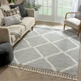 thumbnail image 1 of Well Woven Celina Grey Moroccan Shag Diamond Trellis Pattern Area Rug 5x7 (5'3" x 7'3"), 1 of 8