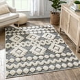 thumbnail image 1 of Well Woven Cenar Grey Flat-Weave Hi-Low Pile Diamond Medallion Stripes Moroccan Tribal Area Rug, 1 of 8