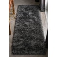 thumbnail image 1 of Well Woven Chie Black Silver Kuki Collection Ultra Shag Runner Rug (2'7" x 7'3"), 1 of 8