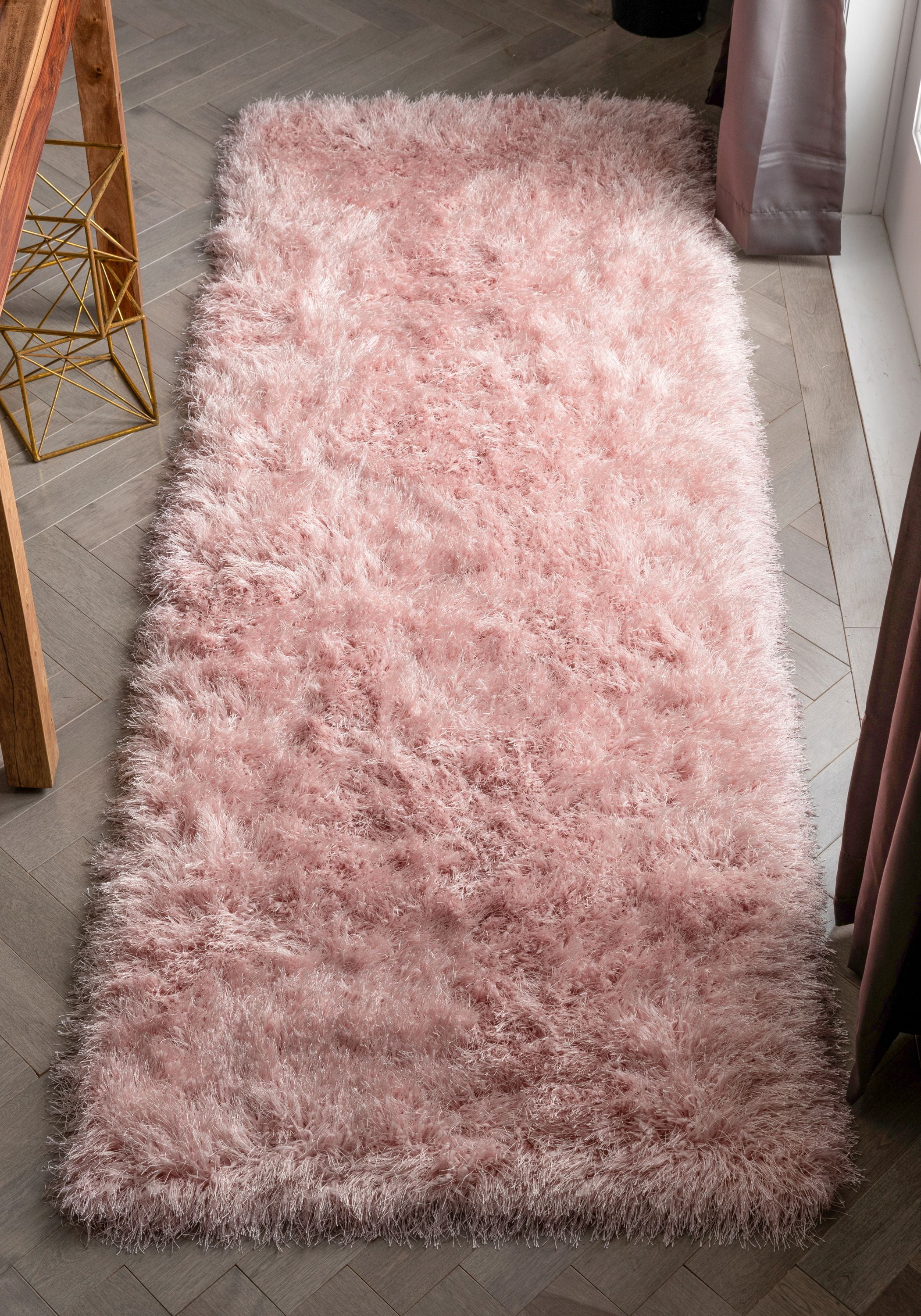 Well Woven Chie Blush Pink Kuki Collection Ultra Soft Two-Tone Long Floppy Pile Runner Rug 2x7 (2'3" x 7'3")