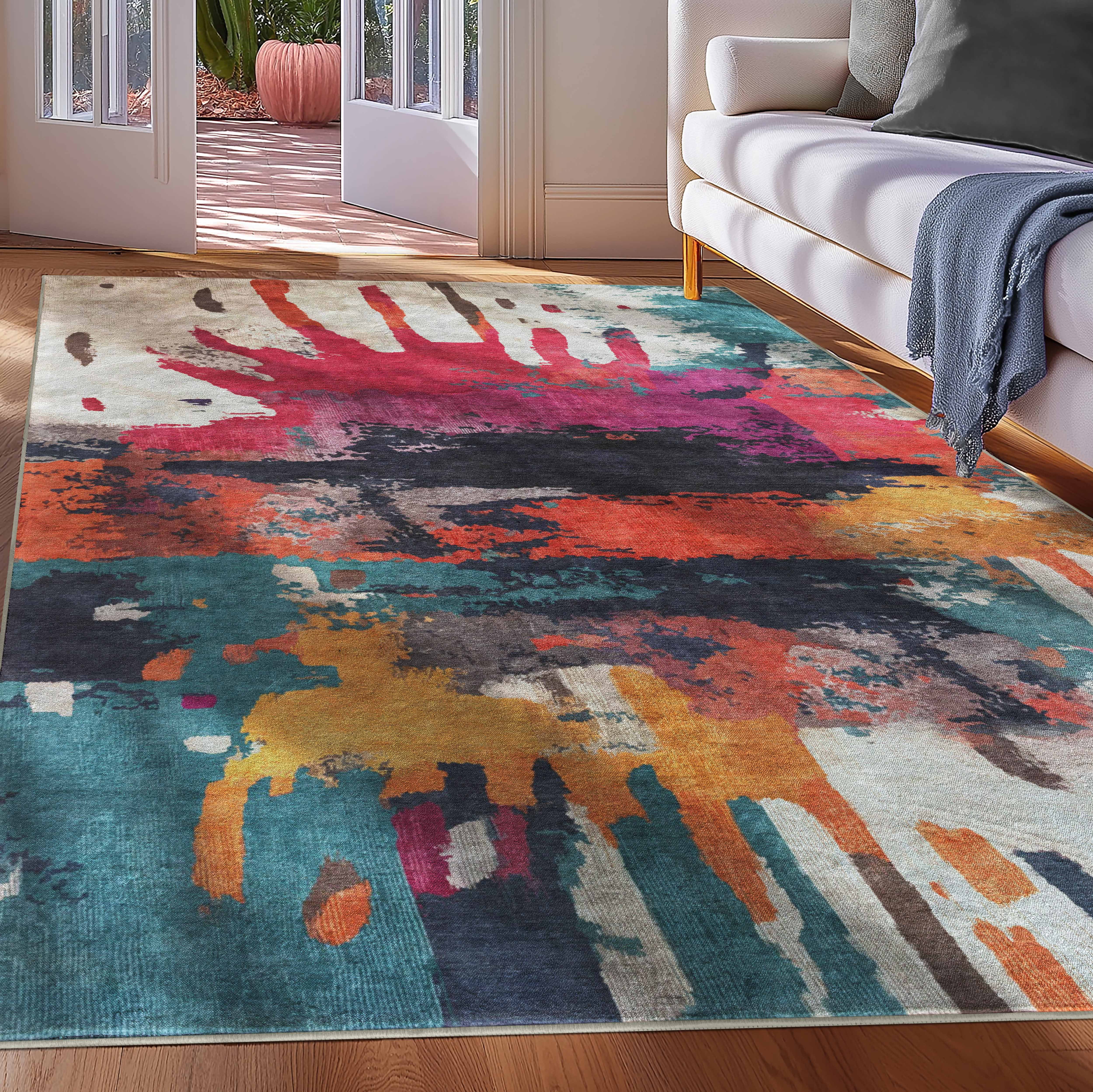 Well Woven Chromatic Splash 7'7" x 9'10" Rug – Vibrant Multicolor, Stain-Resistant & Easy to Clean