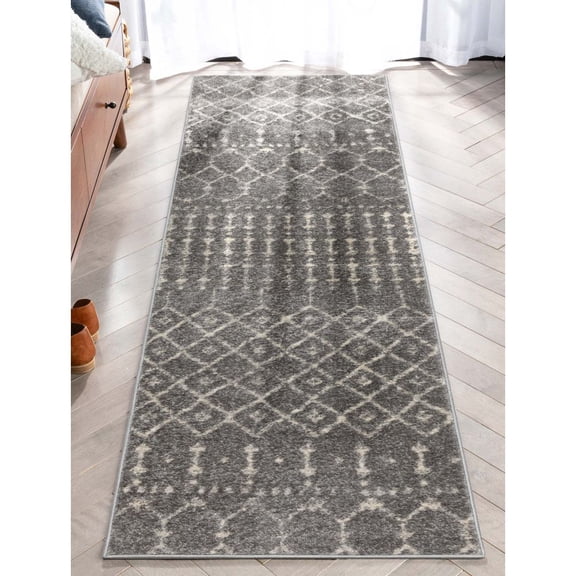 Well Woven Colette Moroccan Trellis Grey 2' x 7'3" Runner Rug