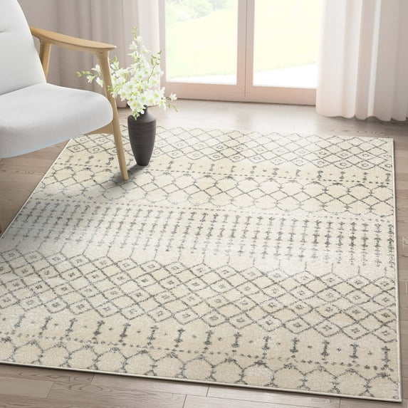 Well Woven Colette Moroccan Trellis Ivory Grey 7'10" x 9'10" Area Rug