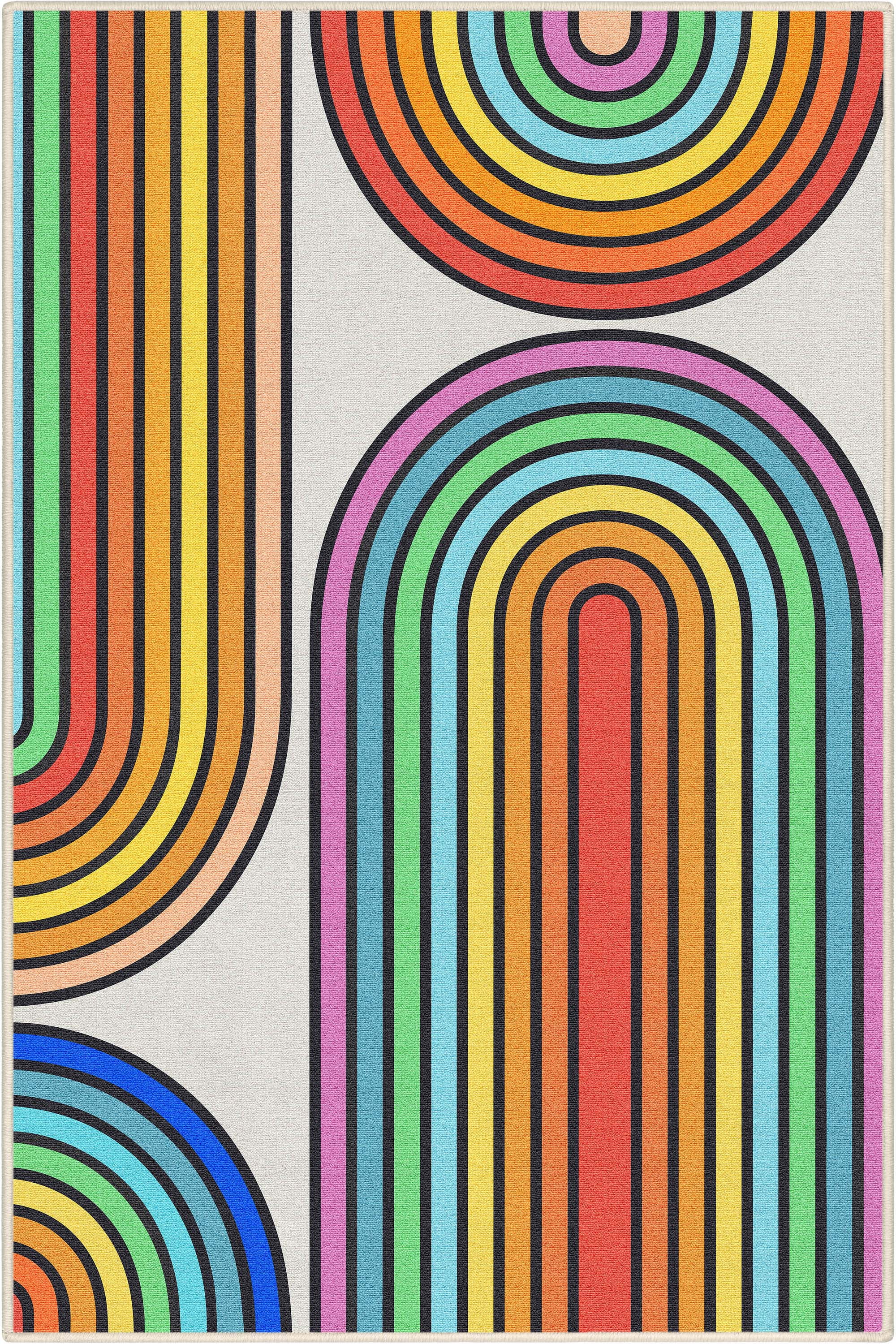 Well Woven Crayola Bold Arches Multi Color 3'3" x 5' Area Rug Easy to Clean - Kid & Pet Friendly Rug Perfect for Playroom Living Room Bedroom