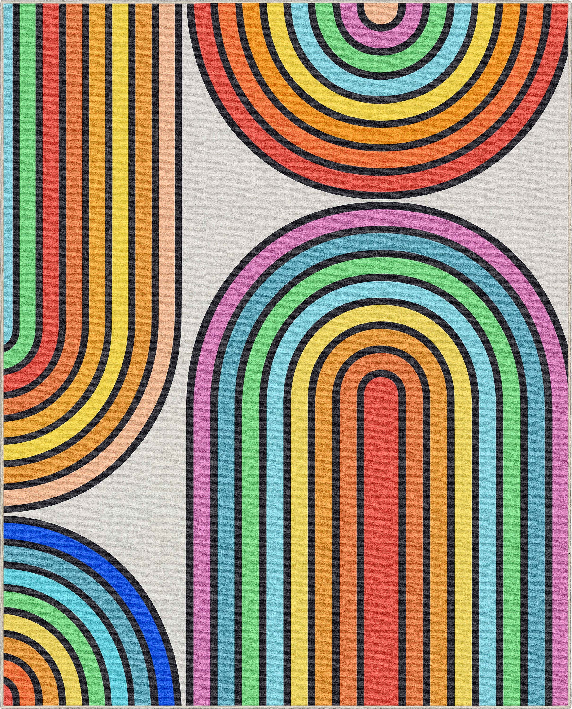 Well Woven Crayola Bold Arches Multi Color 7'10" x 9'10" Area Rug Easy to Clean - Kid & Pet Friendly Rug Perfect for Playroom Living Room Bedroom