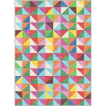 Well Woven Crayola Modern Tile Multi Color 5'3" x 7'3" Area Rug Easy to Clean - Kid & Pet Friendly Rug Perfect for Playroom Living Room Bedroom