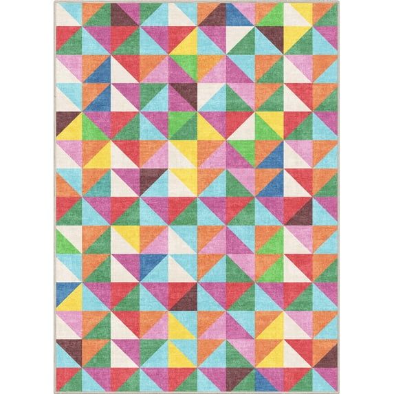 Well Woven Crayola Modern Tile Multi Color 5'3" x 7'3" Area Rug Easy to Clean - Kid & Pet Friendly Rug Perfect for Playroom Living Room Bedroom