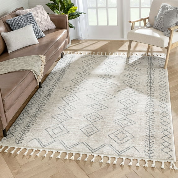 Well Woven Currant Ivory & Grey Moroccan Tribal Area Rug 8x10 (7'10" x 9'10")