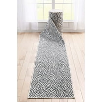 Well Woven Custom Size Runner - 27" x 10' Runner - Zebra Stripe Grey -Animal Print Pattern
