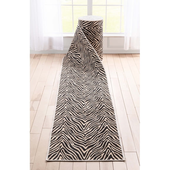 Well Woven Custom Size Runner - 27" x 13' Runner - Zebra Stripe Brown - Animal Print Pattern