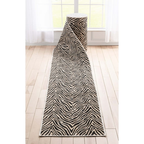 Well Woven Custom Size Runner - 27" x 70' Runner - Zebra Stripe Brown - Animal Print Pattern