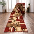thumbnail image 1 of Well Woven Custom Size Runner - Choose Length - Deco Rings Red Geometric Modern 27 Inch Wide x 15 Feet Long Runner (27" x 15') Abstract Color Block Carpet, 1 of 5