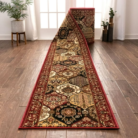 Well Woven Custom Size Runner - Choose Length - Dynasty Panel Red Floral Oriental 27 Inch Wide x 14 Feet Long Runner (27" x 14') Traditional Persian Carpet
