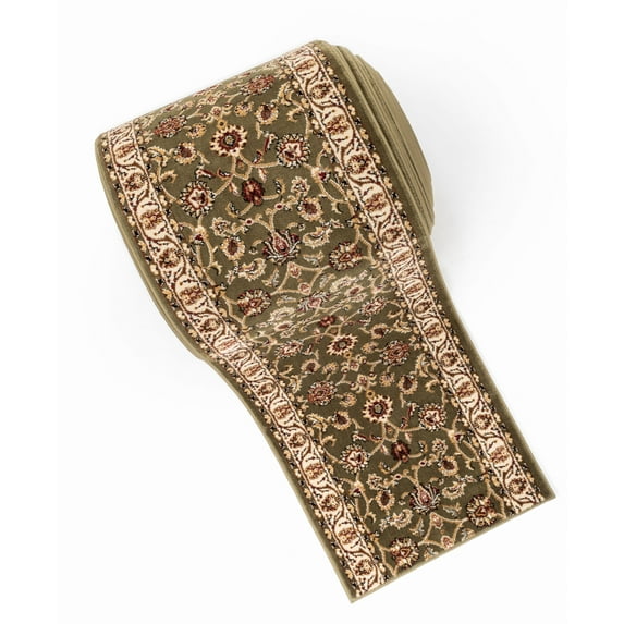 Well Woven Custom Size Runner - Choose Length - Noble Sarouk Green Oriental 27 Inch Wide x 20 Feet Long Runner (27" x 20') Traditional Persian Floral Carpet