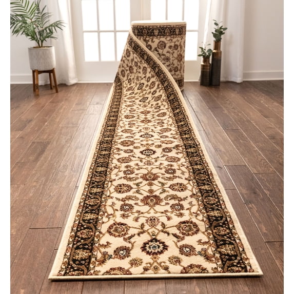 Well Woven Custom Size Runner - Choose Length - Noble Sarouk Ivory Oriental 27 Inch Wide x 12 Feet Long Runner (27" x 12') Traditional Persian Floral Carpet