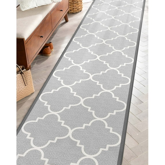 Well Woven Custom Size Runner - Choose Your Length - Brooklyn Trellis Custom Length Geometric Flatweave 27 in. x 100 ft. Runner Grey