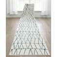 thumbnail image 1 of Well Woven Custom Size Runner - Choose Your Length - Crox Blue & Ivory Nordic Geometric 27 Inches Wide x 10 Feet Long Runner (27" x 10' Runner) Rug, 1 of 5