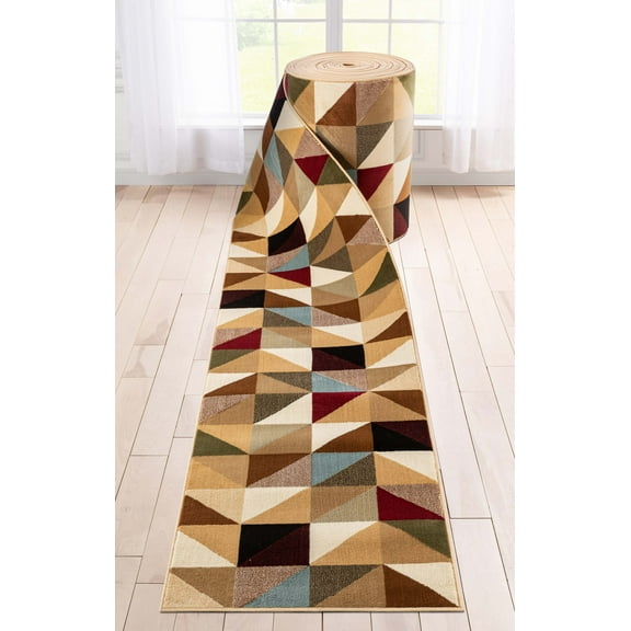 Well Woven Custom Size Runner - Choose Your Length - Ermine Multi Geometric 27 Inches Wide x 17 Feet Long Runner (27" x 17' Runner) Rug