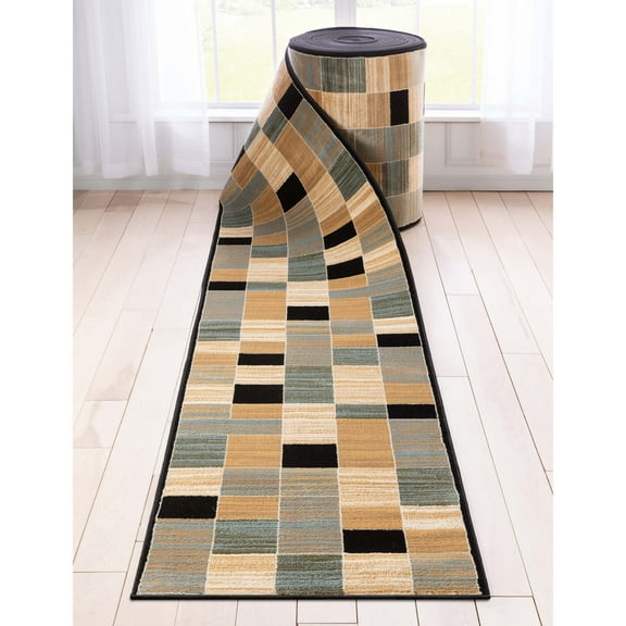 Well Woven Custom Size Runner - Choose Your Length - Estella Blue Geometric 27 Inches Wide x 10 Feet Long Runner (27 in. x 10 ft. Runner) Rug