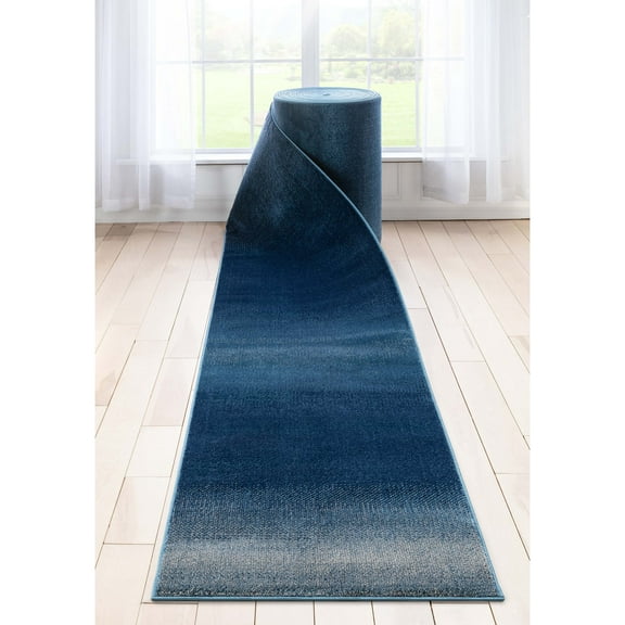 Well Woven Custom Size Runner - Choose Your Length - Yaro Blue Abstract 27 Inches Wide x 13 Feet Long Runner (27 in. x 13 ft. Runner) Rug