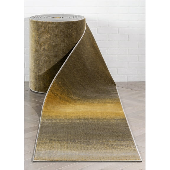 Well Woven Custom Size Runner - Choose Your Length - Yaro Yellow Abstract 27 Inches Wide x 40 Feet Long Runner (27" x 40' Runner) Rug