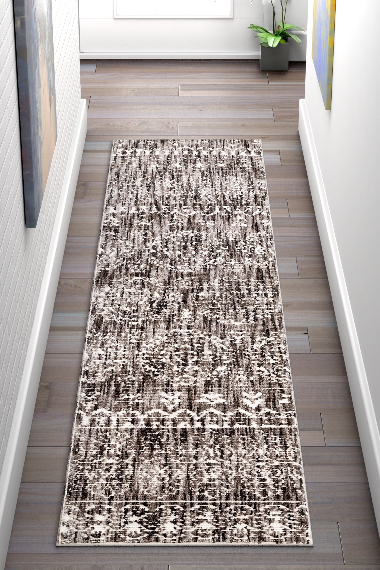 Well Woven DE-43-2L Delilah Elodie Anthracite Modern Vintage High-Low Runner Rug - 2 ft. 7 in. x 9 ft. 10 in.