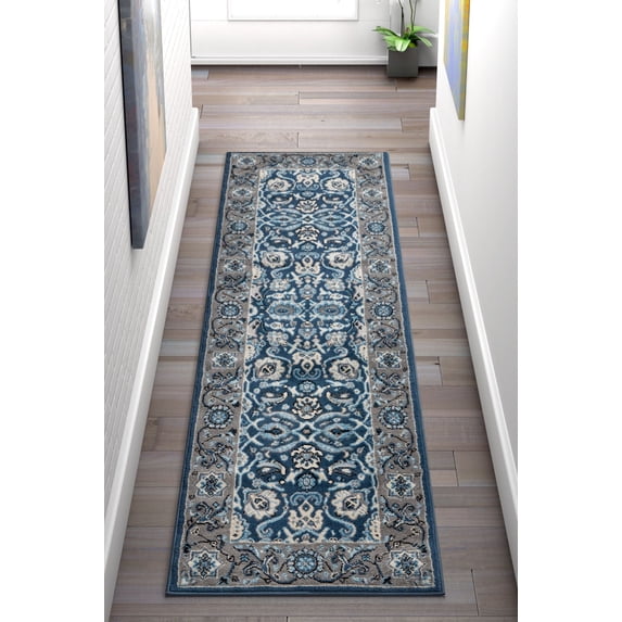 Well Woven Darya Blue Modern Sarouk Area Rug Updated Traditional Persian Carpet