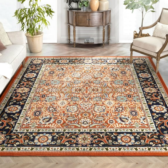 Well Woven Darya Terracotta Orange Modern Sarouk Area Rug Updated Traditional Persian Style 3x5 4x6 (3'11" x 5'3")