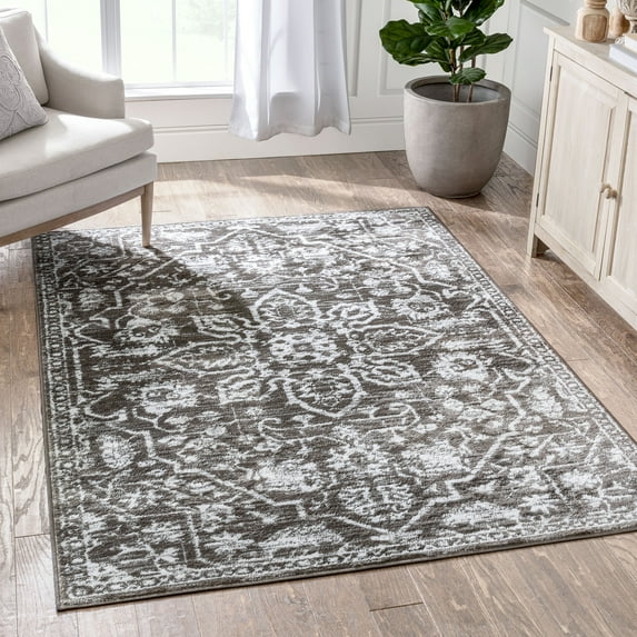 Well Woven Dazzle Disa Vintage Bohemian Oriental Floral Grey 9'3" x 12'6" Area Rug