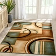 thumbnail image 1 of Well Woven Deco Rings Red Ivory Light Blue Geometric Modern Casual Area Rug Easy to Clean Stain Fade Resistant Shed Free Abstract Contemporary Color Block Boxes Lines Soft Living Dining Room Rug, 1 of 8