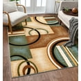 thumbnail image 1 of Well Woven Deco Rings Red Ivory Light Blue Geometric Modern Casual Area Rug Easy to Clean Stain Fade Resistant Shed Free Abstract Contemporary Color Block Boxes Lines Soft Living Dining Room Rug, 1 of 7