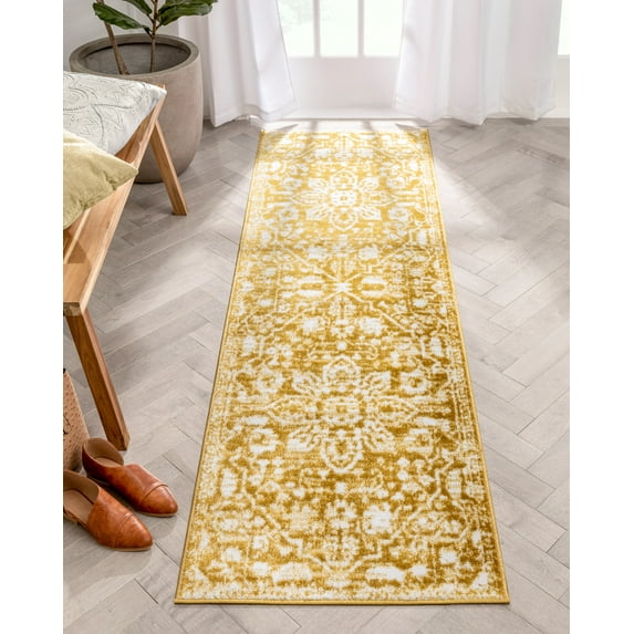 Well Woven Della Gold Vintage Medallion Pattern 3x10 (2'7" x 9'10") Runner Rug
