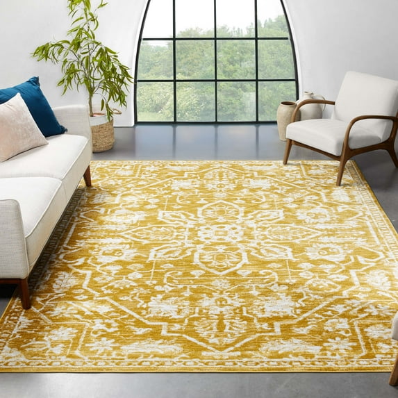 Well Woven Della Gold Vintage Medallion Pattern Area Rug