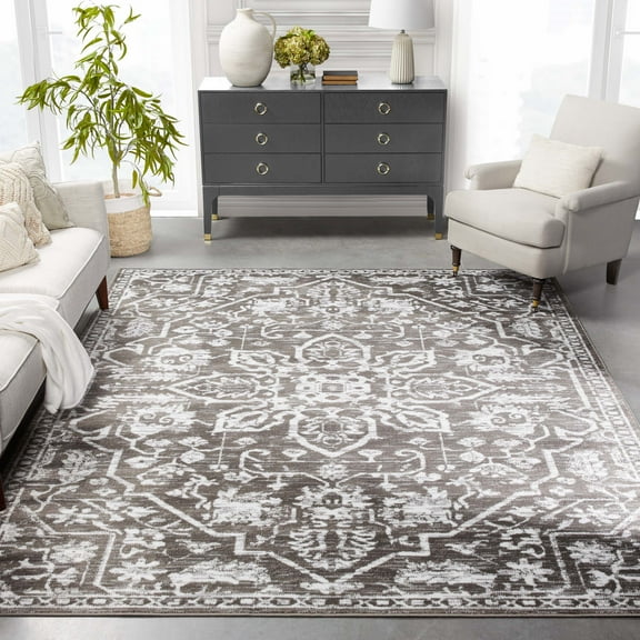 Well Woven Della Grey Vintage Medallion Pattern Runner Rug 3x5 (3'11" x 5'3")